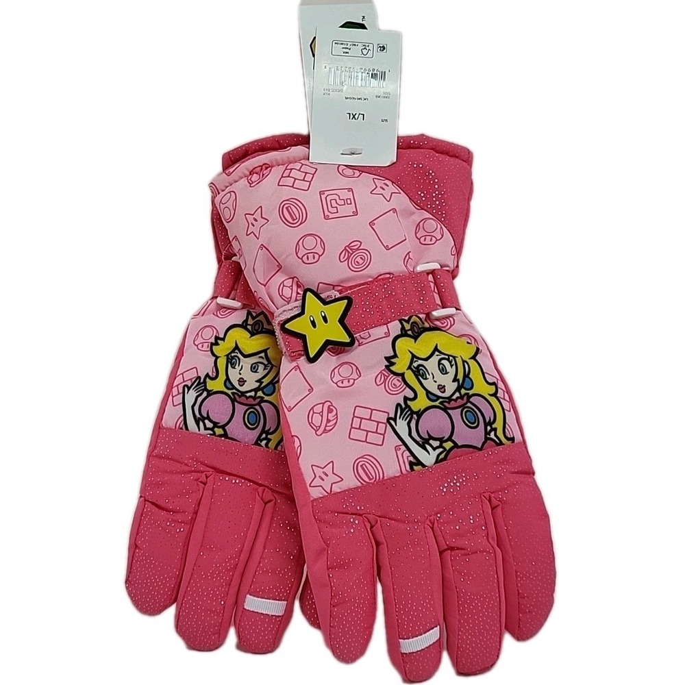 Girls Princess Peach Super Mario Winter Gloves Thinsulate SKI Gloves Size L/XL‎
